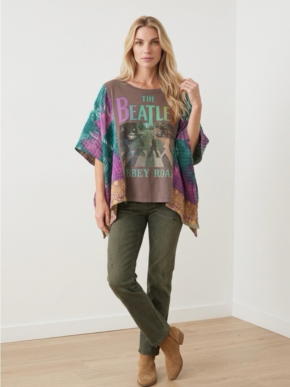 Handcrafted Upcycled Beatles Kantha Tunic NWT One Size